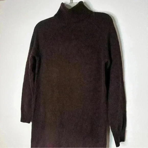 Massimo Dutti Women High neck cashmere wool chocolate brown dress - Picture 16 of 17